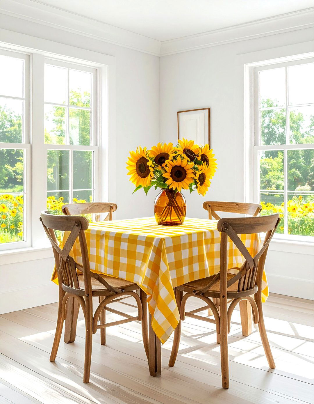 Sunflowers in amber glass jar - 30 vase arrangement ideas