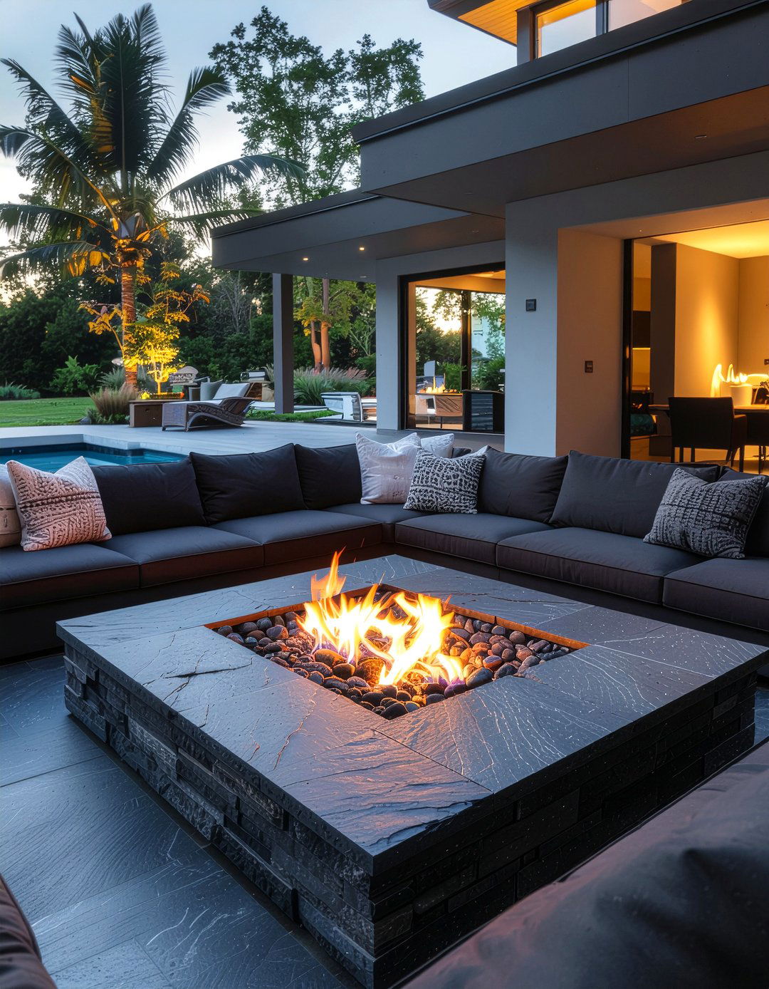 Sunken Fire Pit Lounge - 30 living room conversation pit ideas