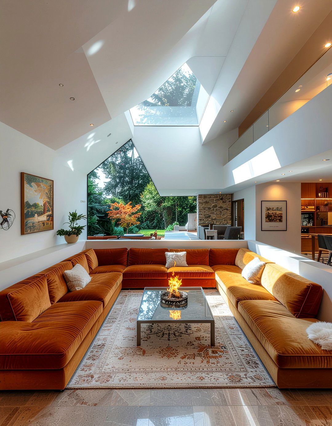 Sunken living room - 30 double height living room ideas