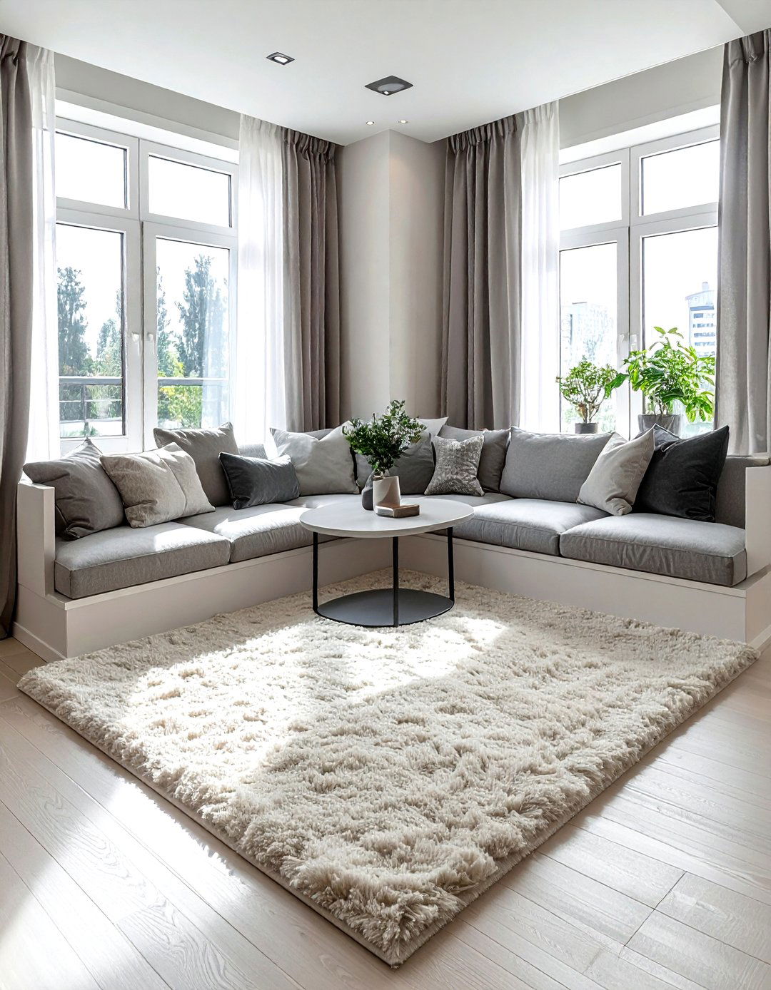 Sunken seating with plush carpet - 30 living room sunken seating ideas