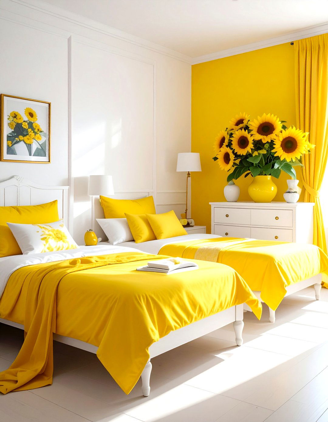 Sunny yellow guest room - 30 yellow bedroom decor ideas