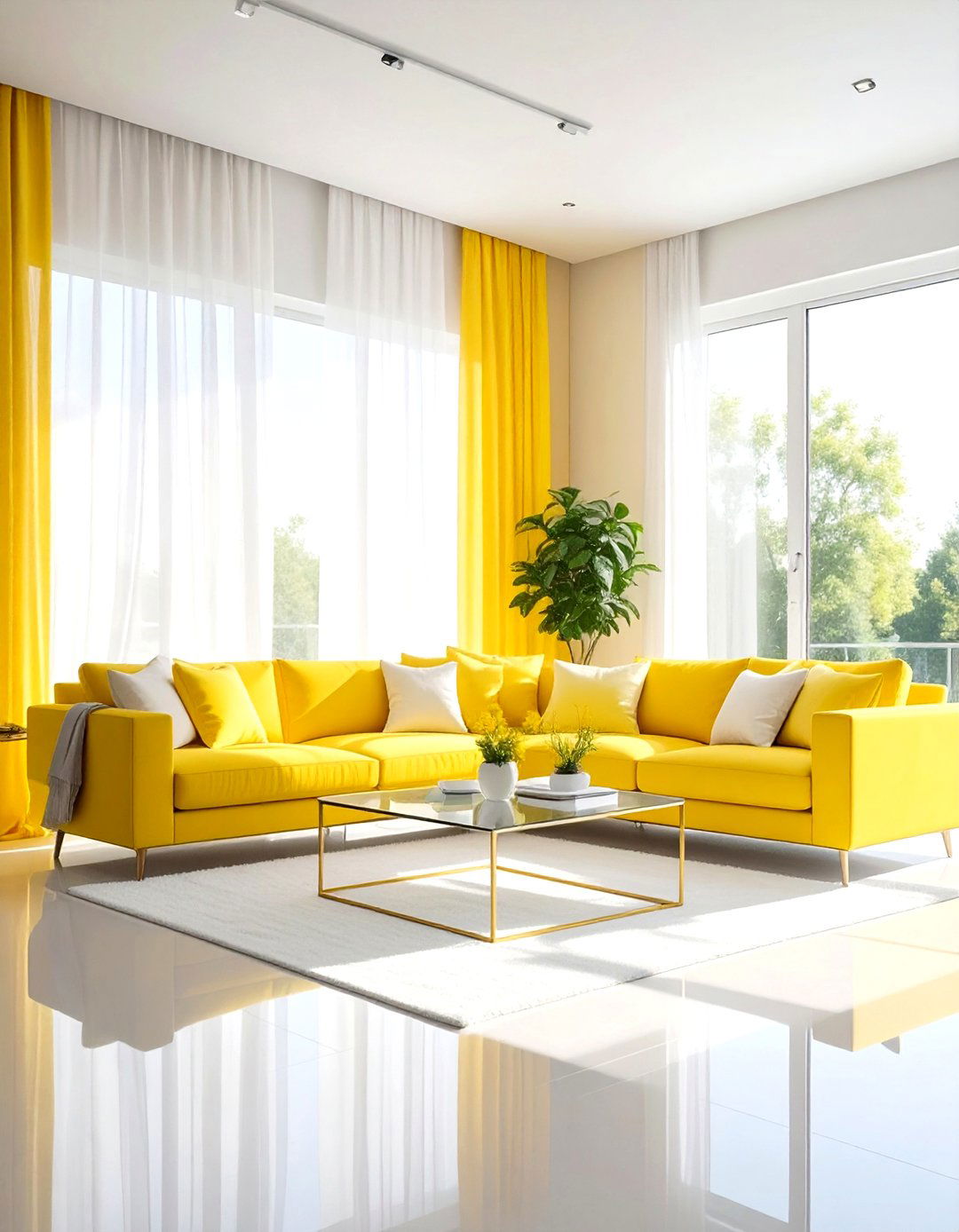 Sunny yellow living room - 30 yellow and white living room ideas
