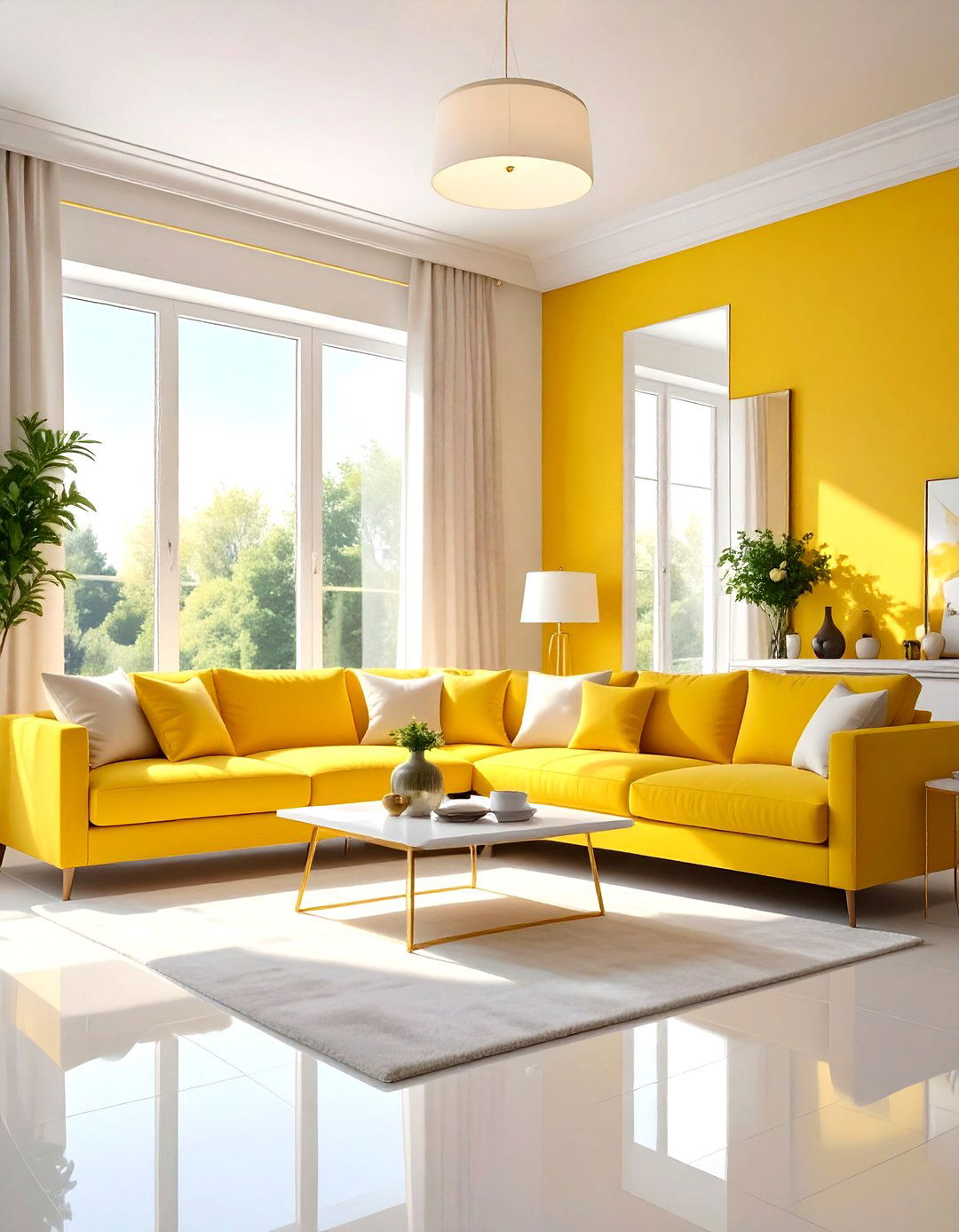 Sunny yellow living room - 30 yellow living room decor ideas
