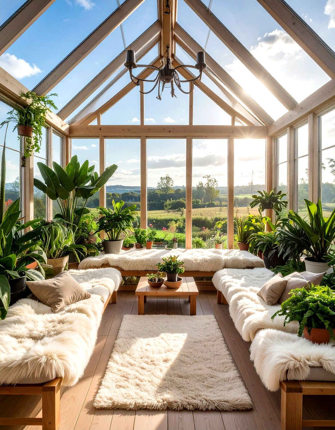 Sunroom Living Area Sheepskin - 30 sheepskin living room ideas