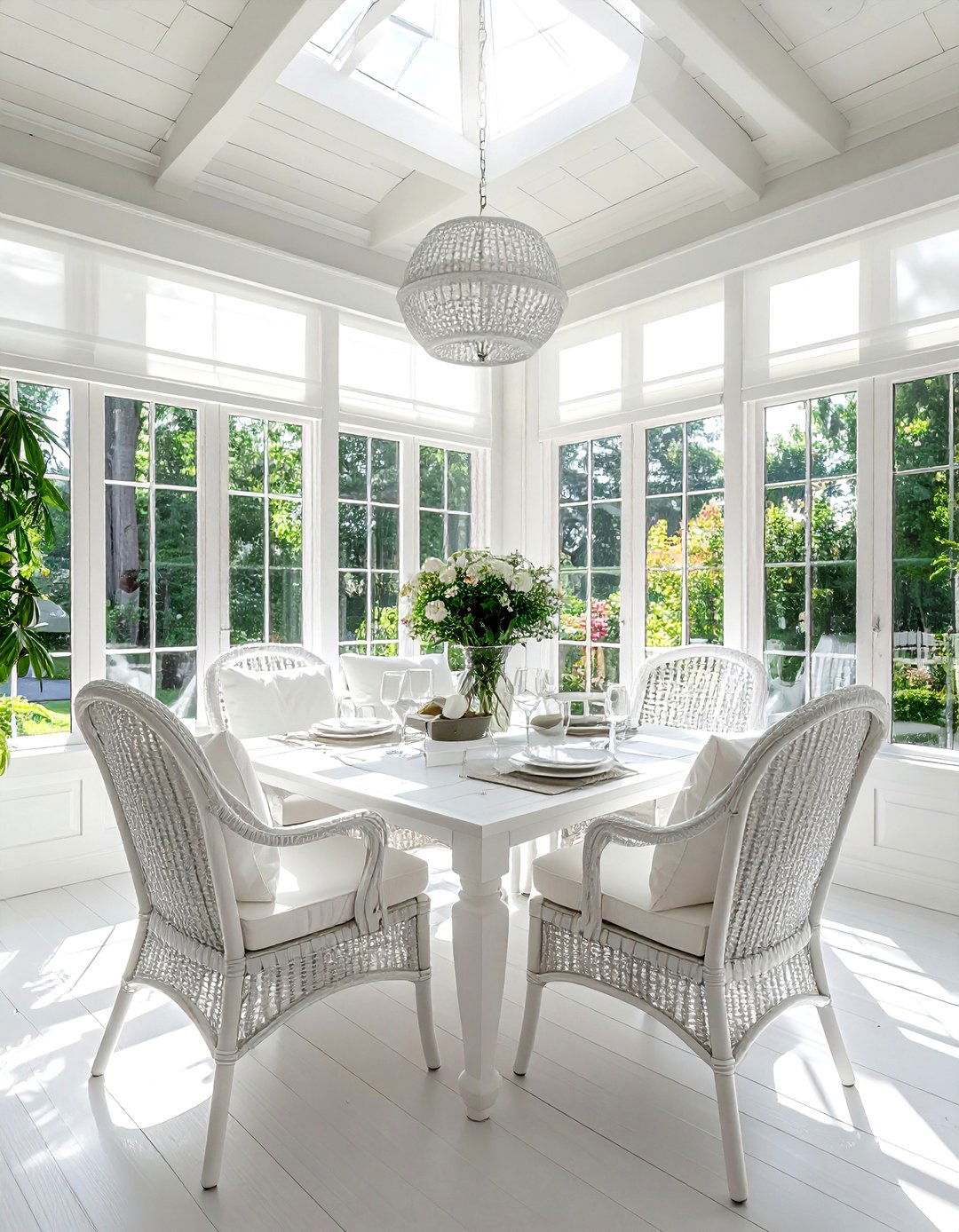 Sunroom White Dining Room - 30 all white dining room ideas