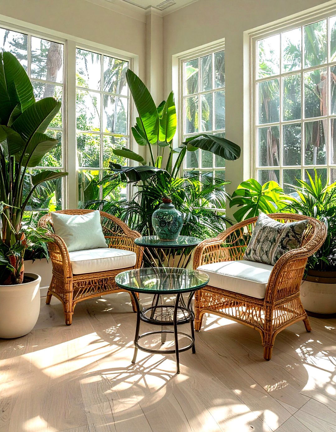 Sunroom side tables - 30 decor symmetry ideas