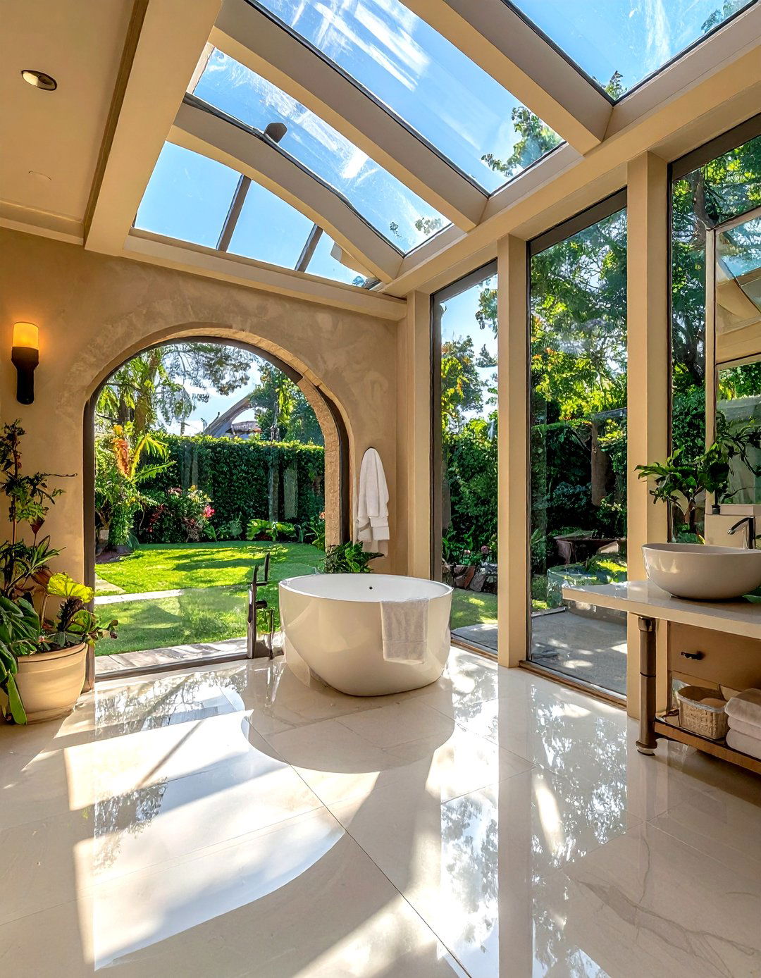 Sunroom style bathroom - 30 bright bathroom ideas