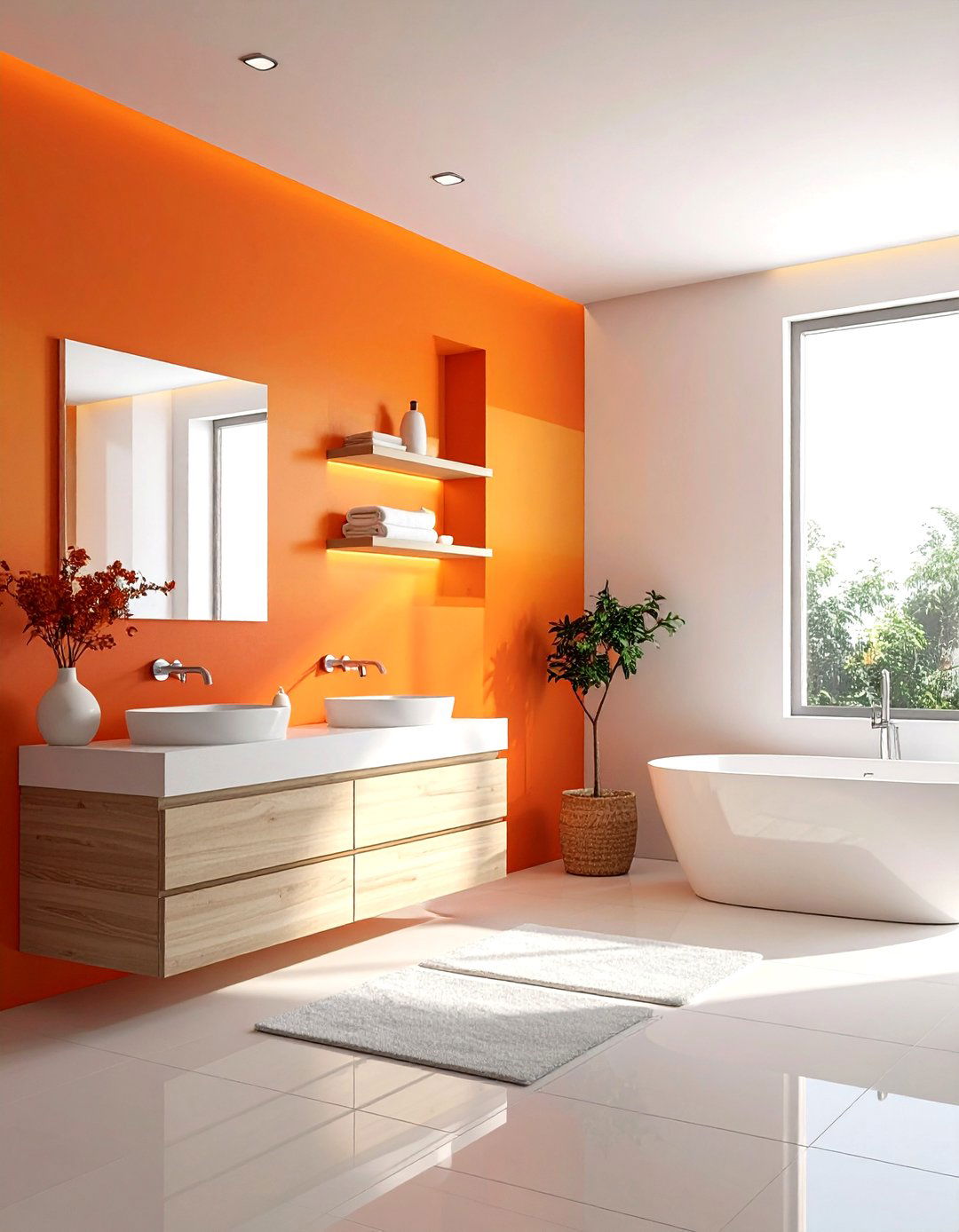 Sunset Orange Bathroom - 30 orange and white bathroom ideas