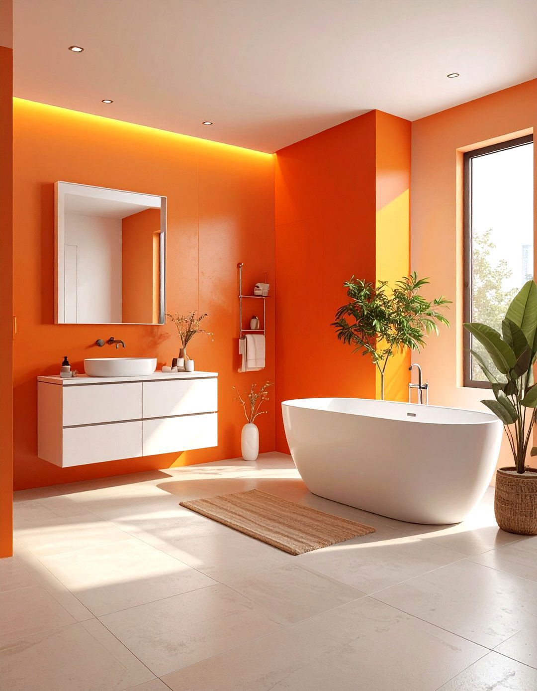 Sunset Orange Ombre Bathroom - 30 orange bathroom ideas