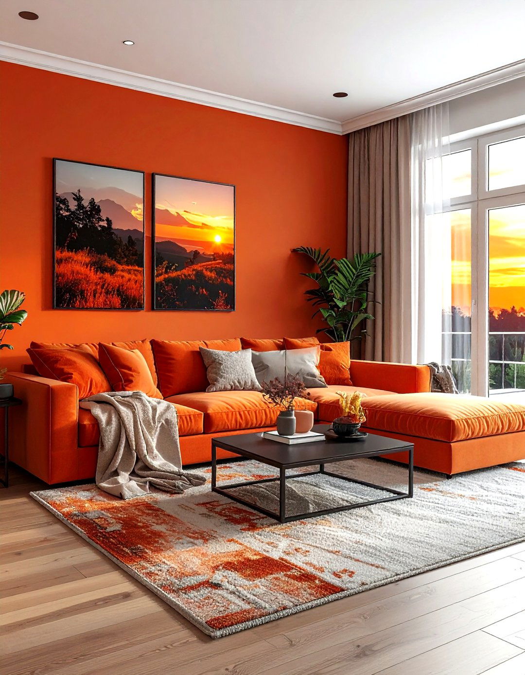 Sunset Orange Wall Paint - 30 orange living room ideas