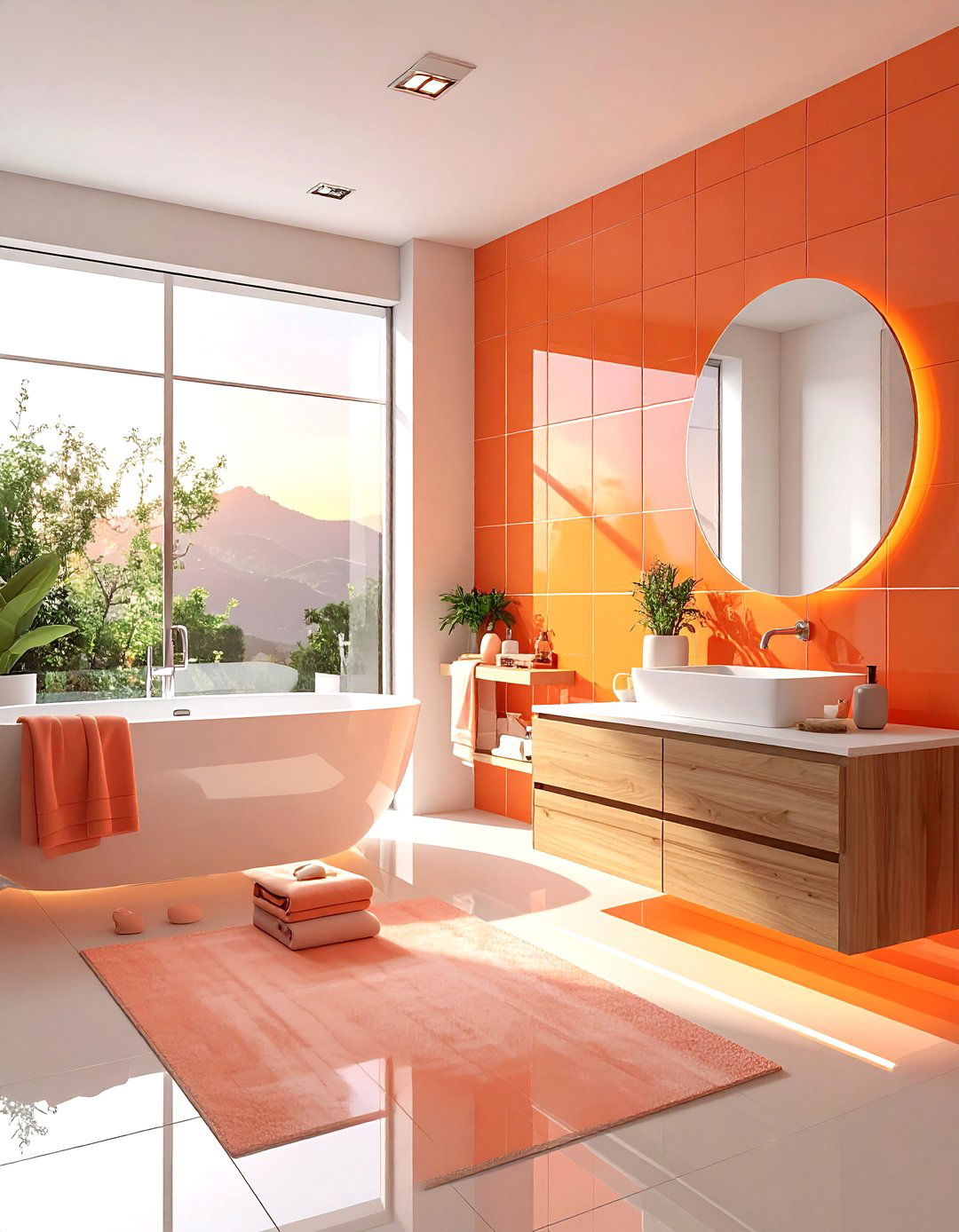 Sunset Tone Bathroom - 30 warm tone bathroom ideas