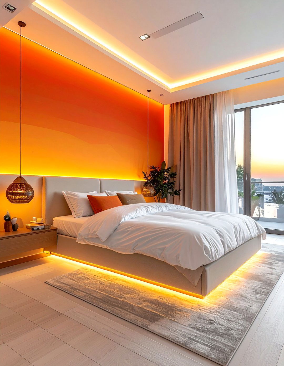Sunset orange bedroom - 30 orange bedroom decor ideas