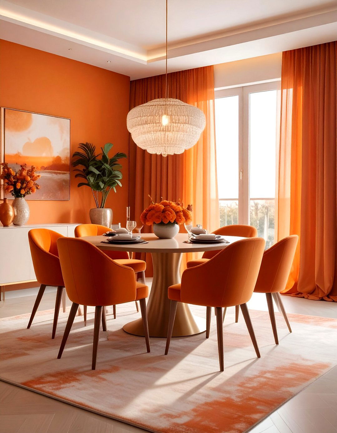Sunset orange dining room - 30 orange dining room decor ideas
