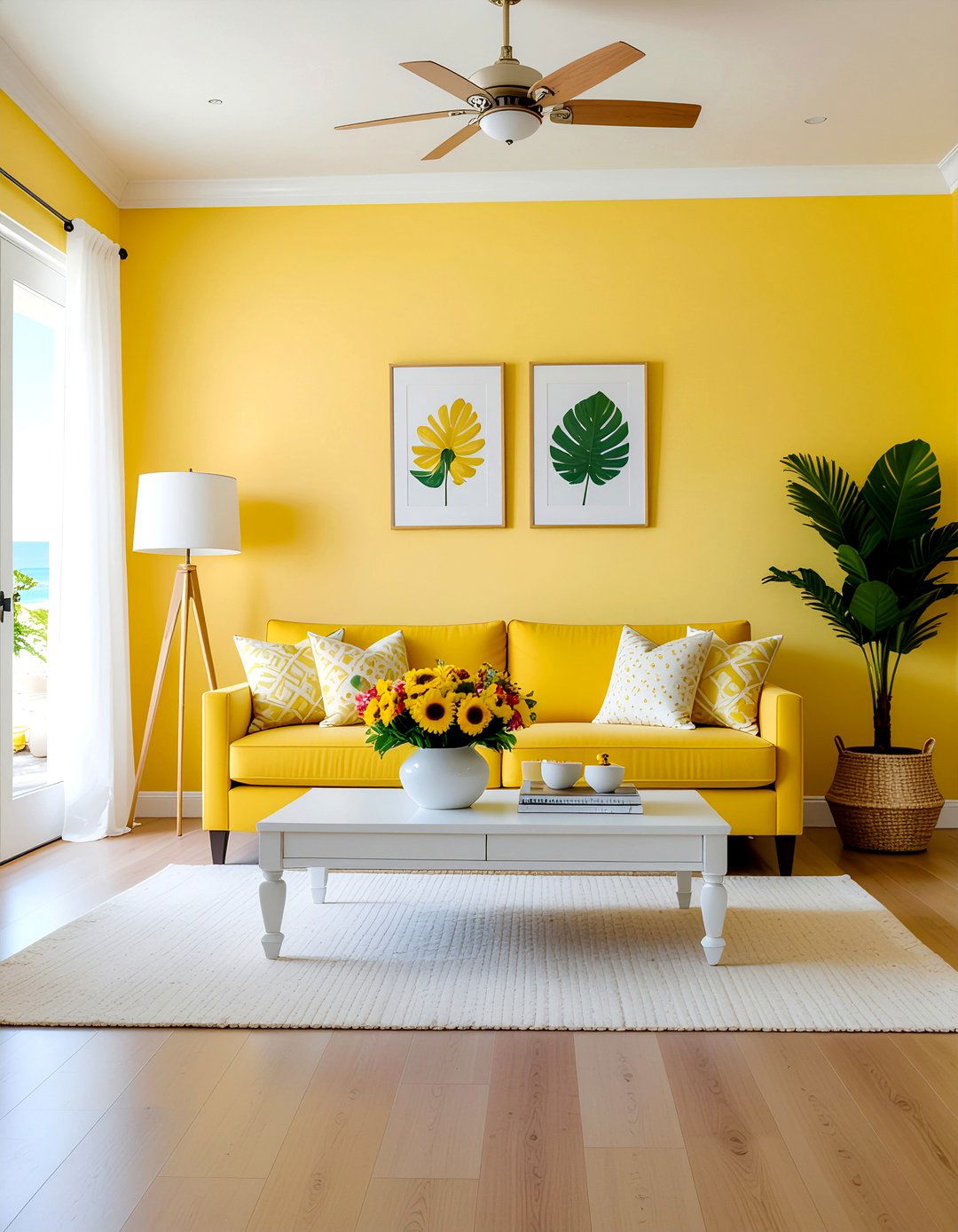 Sunshine Yellow Living Room - 30 bold color living room ideas