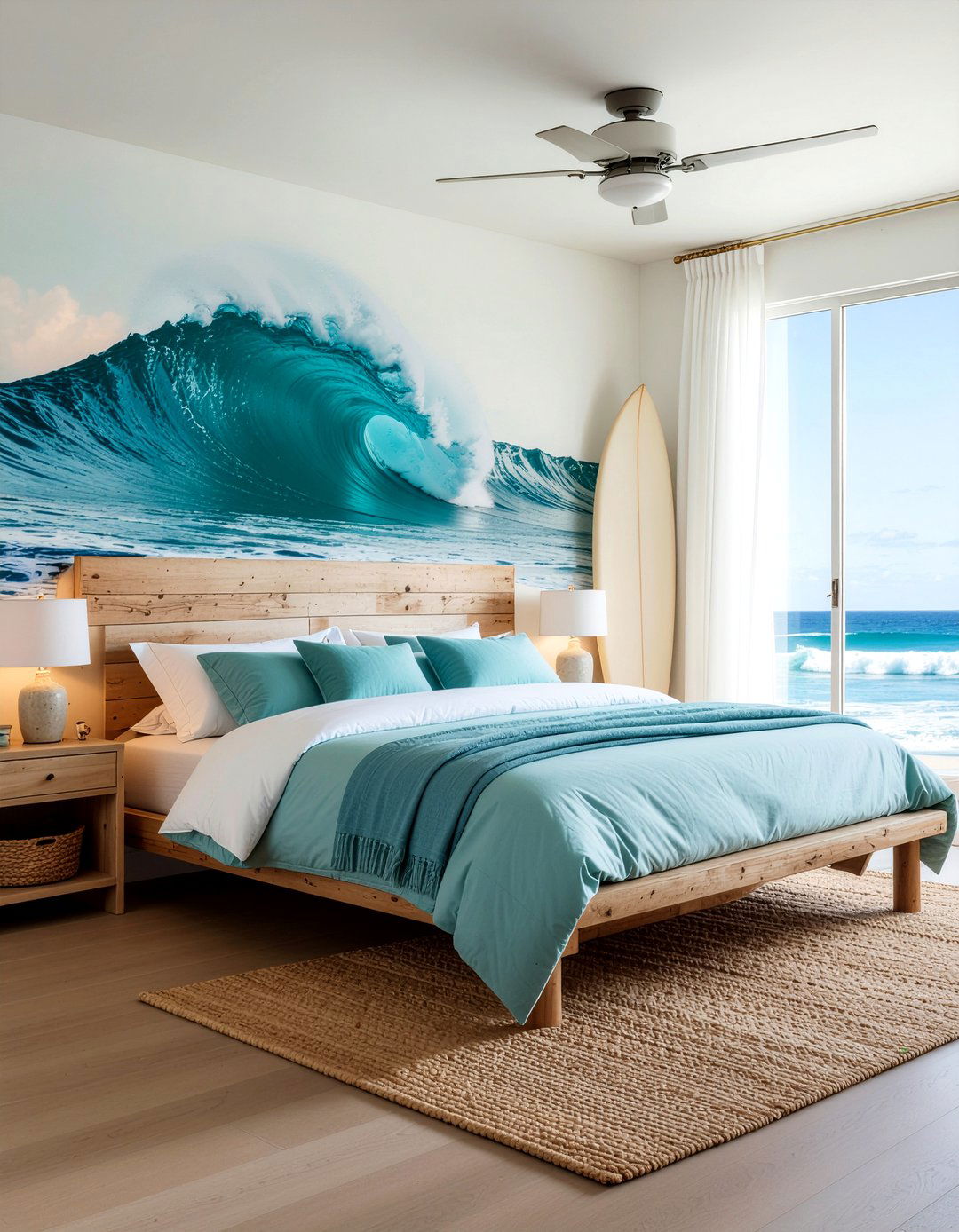 Surfing Wave Bedroom - 30 sports themed bedroom ideas