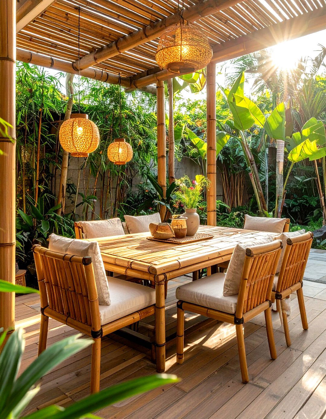 Sustainable Bamboo Patio - 30 patio dining ideas