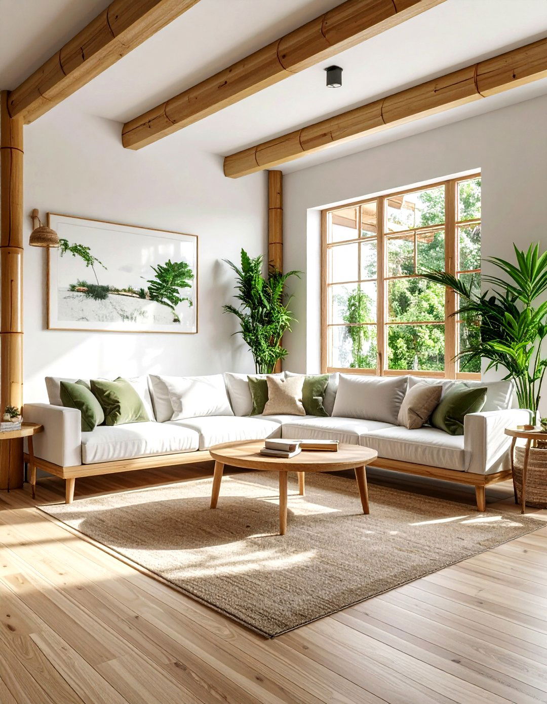 Sustainable Living Room Bamboo Beam - 30 living room post and beam ideas