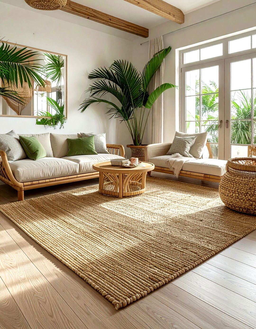 Sustainable seagrass carpet - 30 living room carpet ideas