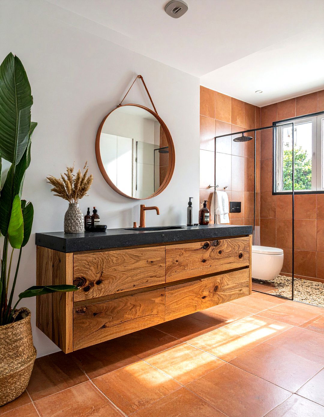 Sustainable wood vanity - 30 energy-efficient bathroom ideas