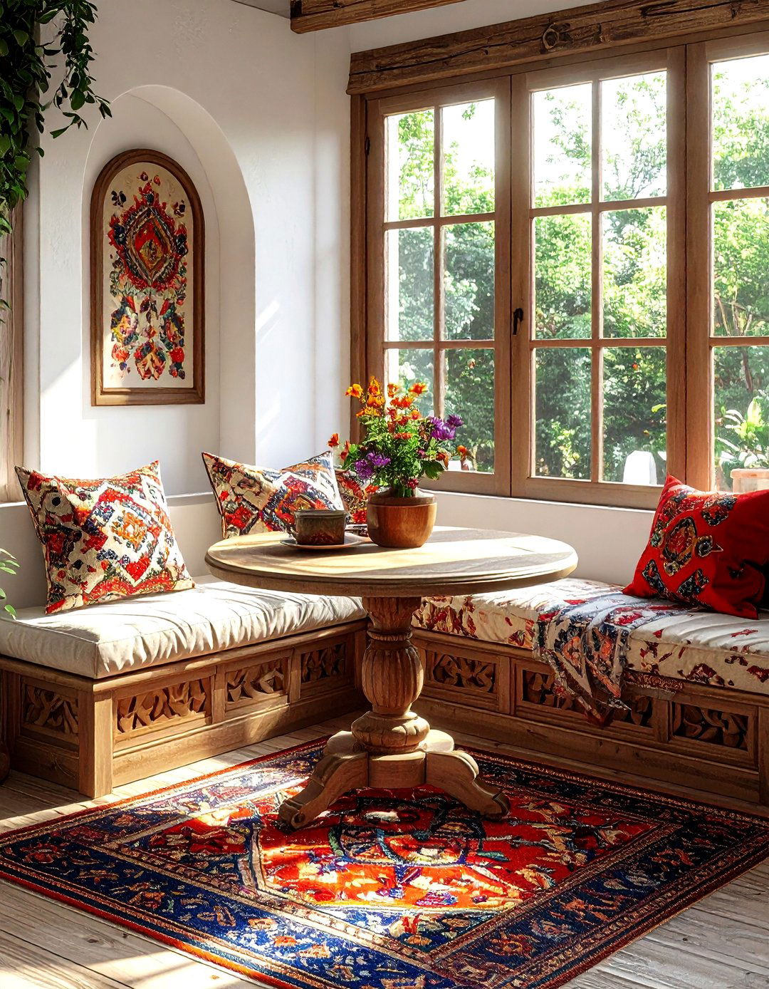 Suzani breakfast nook - 30 suzani decor ideas
