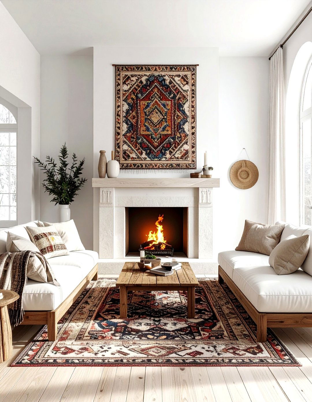 Suzani fireplace area - 30 suzani decor ideas