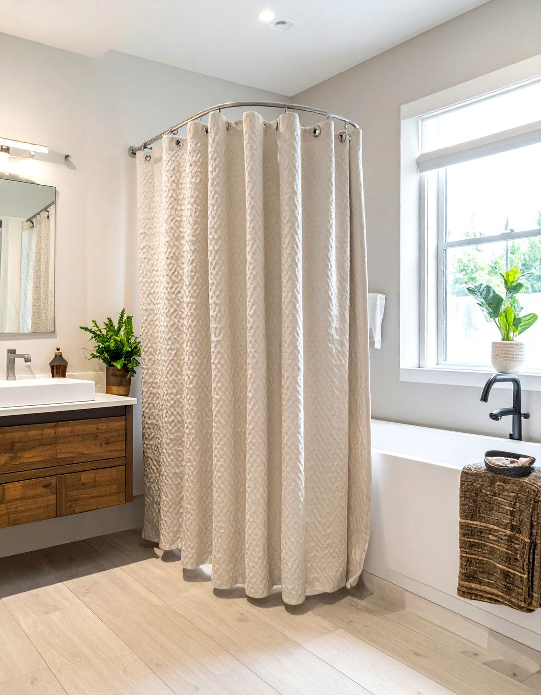 Swap shower curtain - 30 cheap bathroom remodel ideas