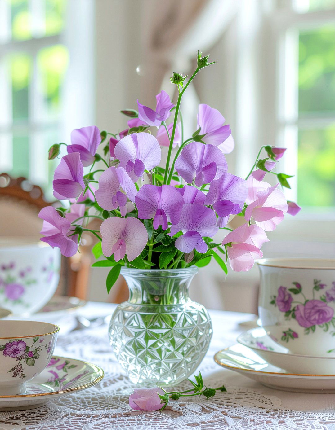 Sweet Pea Bouquet - 30 dining room fresh flower ideas