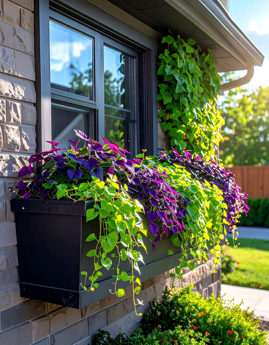 Sweet potato vine window box - 30 window box ideas