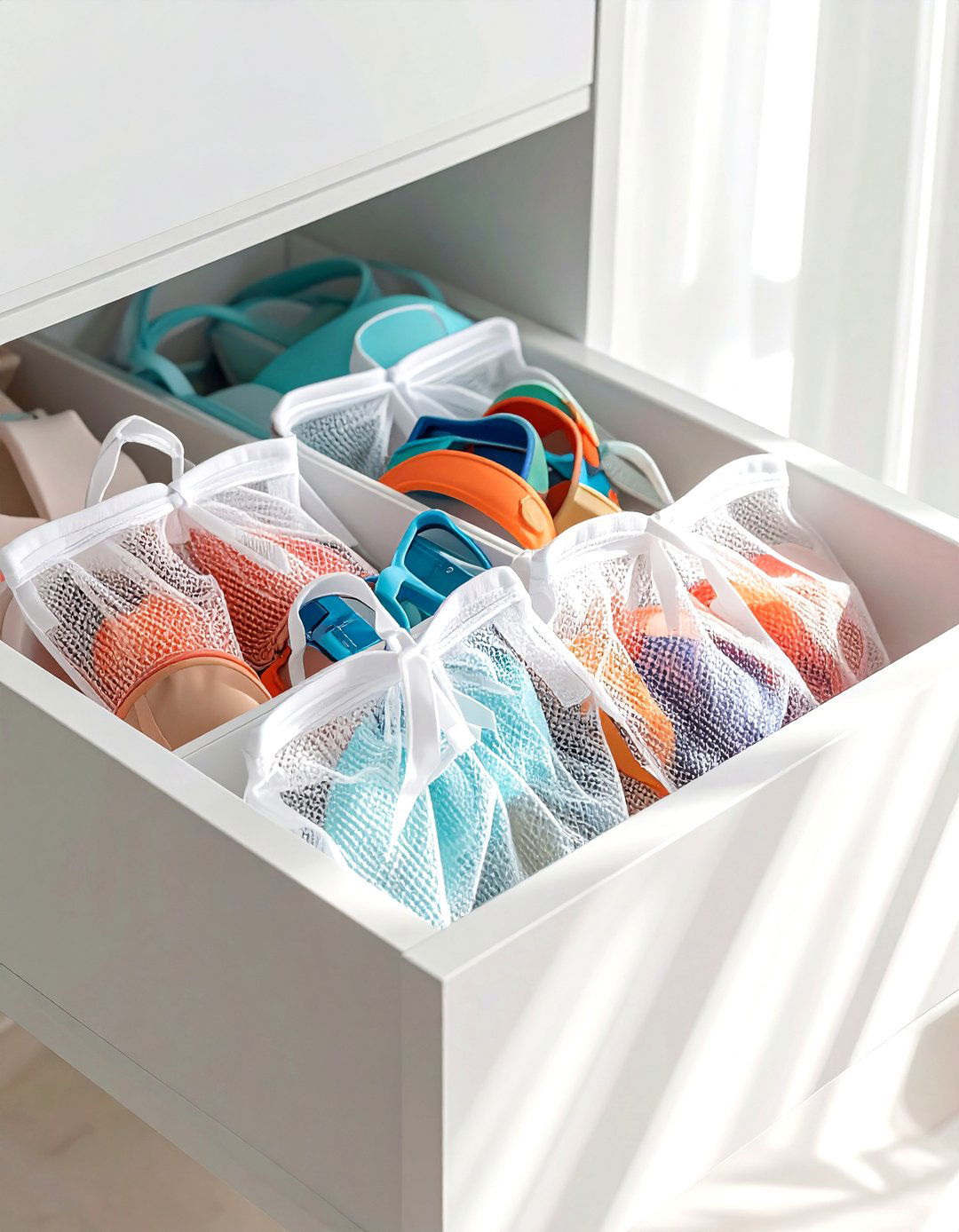 Swimwear Mesh Bags - 30 bedroom drawer organization ideas