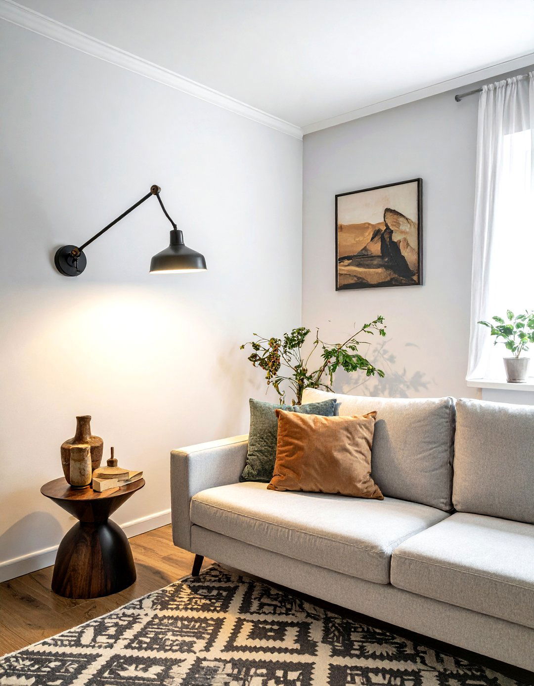 Swing Arm Wall Lamp - 30 living room layered lighting ideas