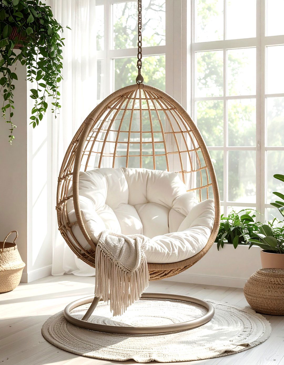 Swing Chair With Stand - 30 living room Bohemian furniture ideas