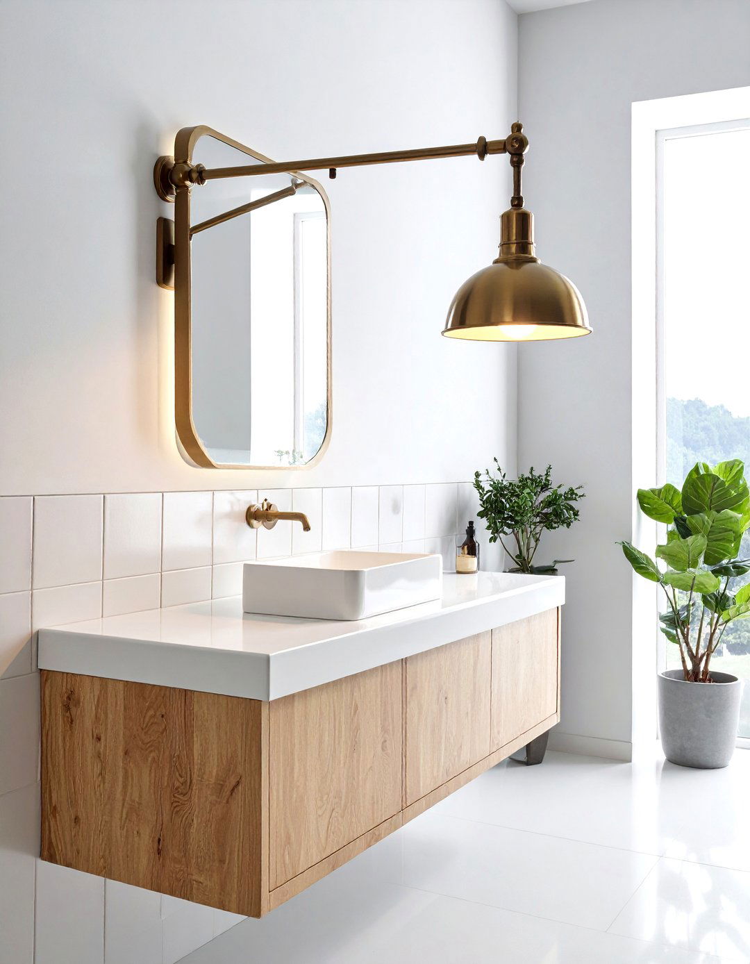 Swing arm bathroom lamp - 30 bathroom sconce ideas