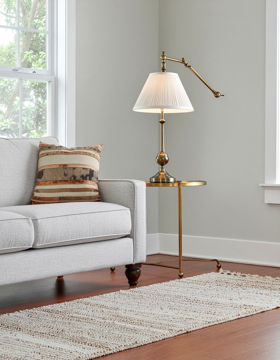 Swing arm lamp over side table - 30 living room light fixture placement