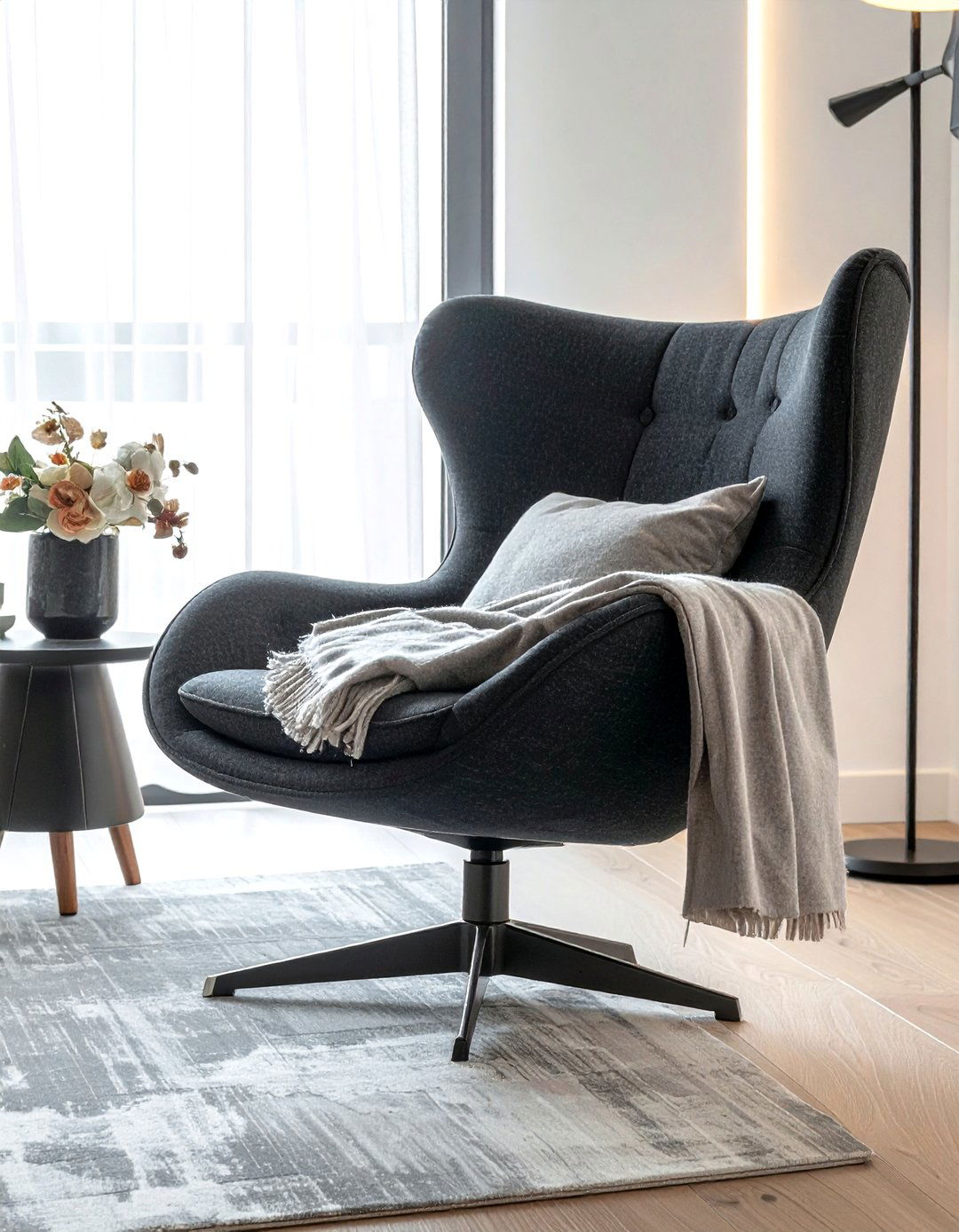 Swivel armchair - 30 living room guest seating ideas