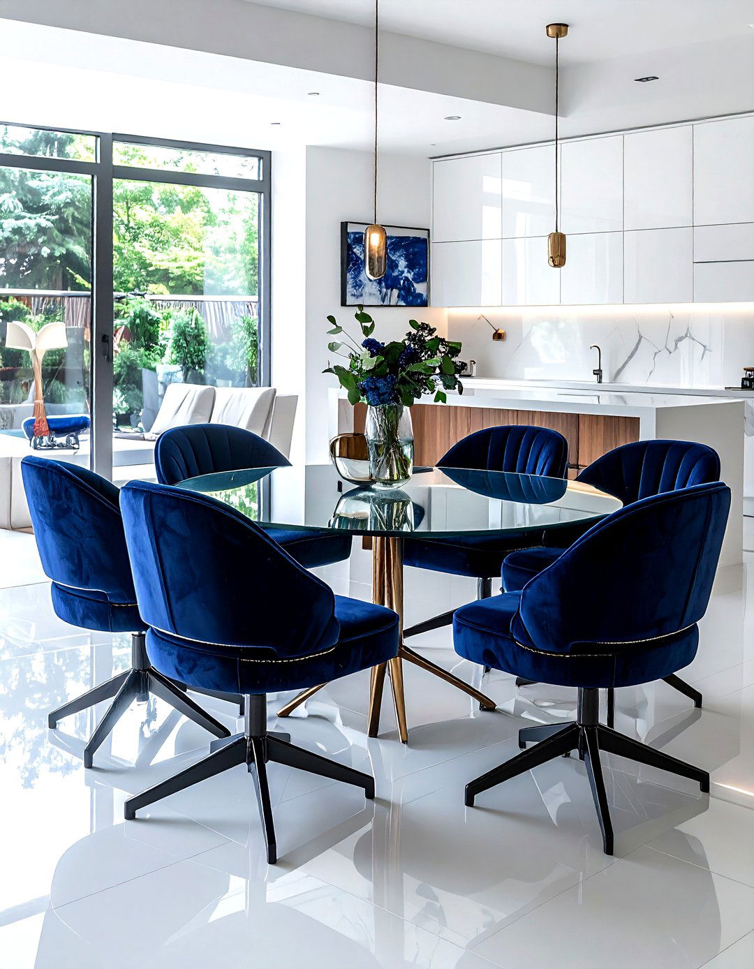 Swivel velvet dining chair - 30 velvet dining room ideas