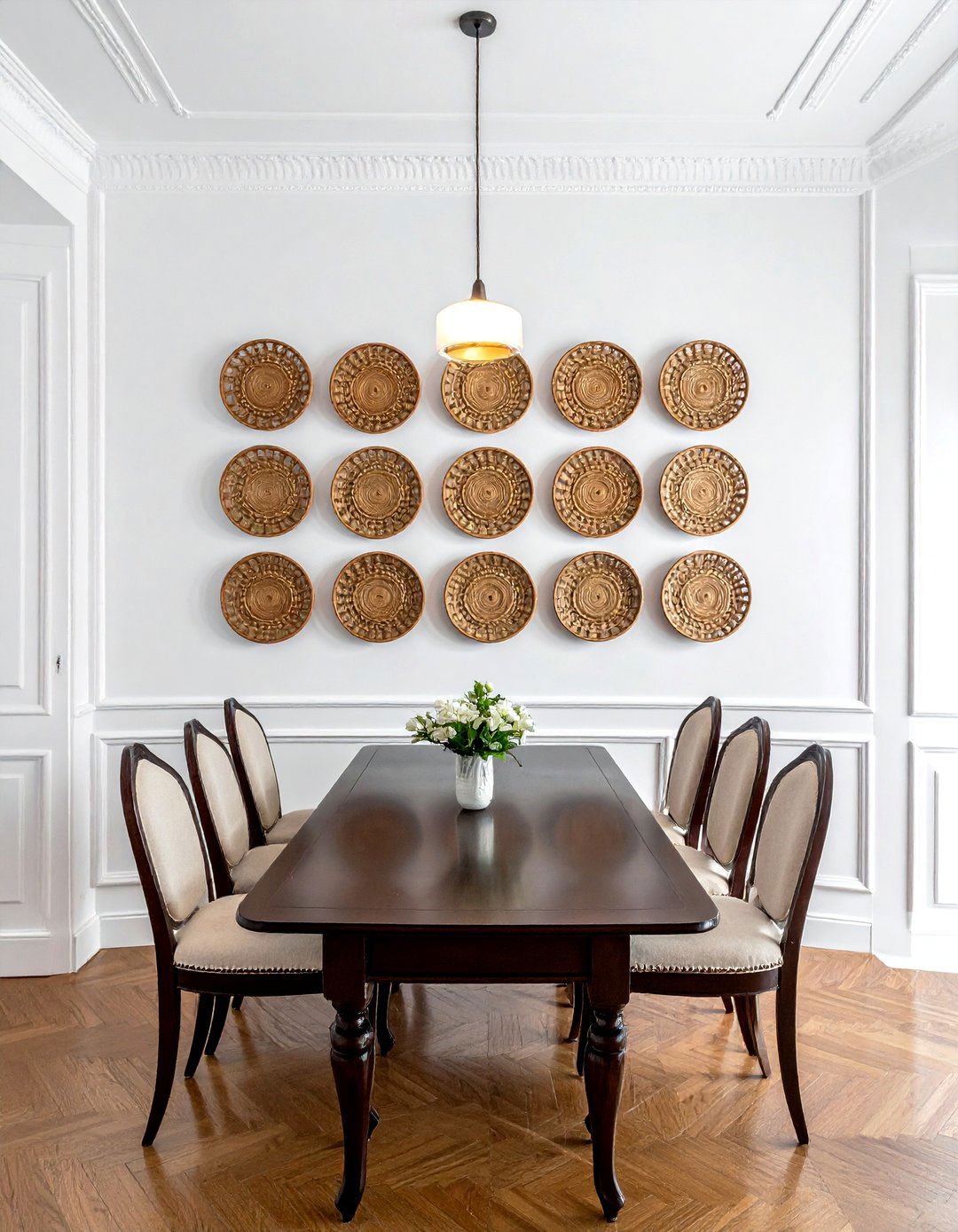 Symmetrical Basket Wall Display - 30 basket wall decor ideas