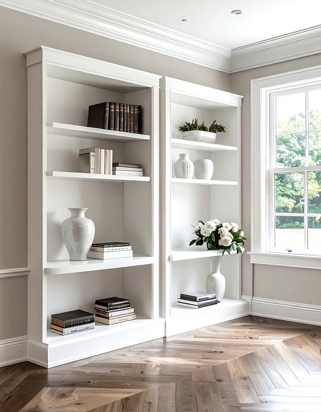 Symmetrical Corner Shelving Pair - 30 dining room corner shelving ideas