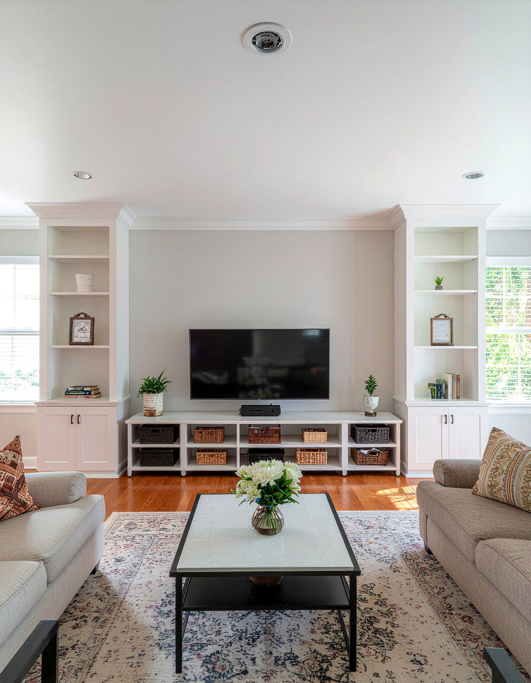 Symmetrical Media Wall - 30 living room media wall ideas