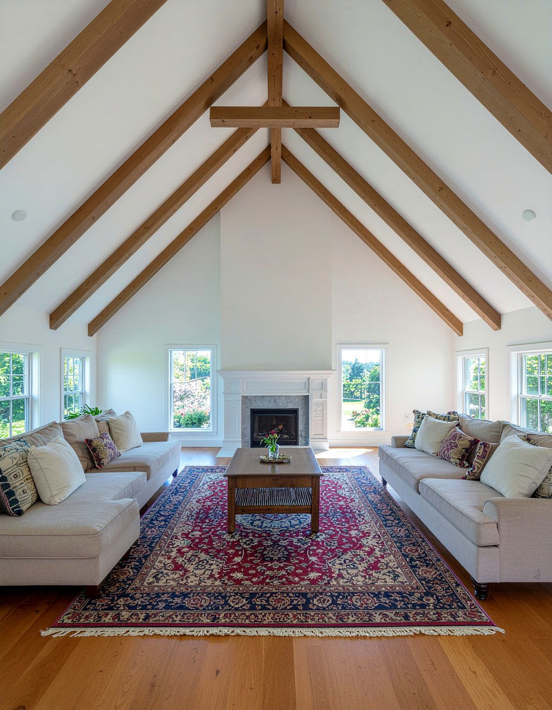 Symmetrical Peak Design - 30 living room vaulted ceiling ideas