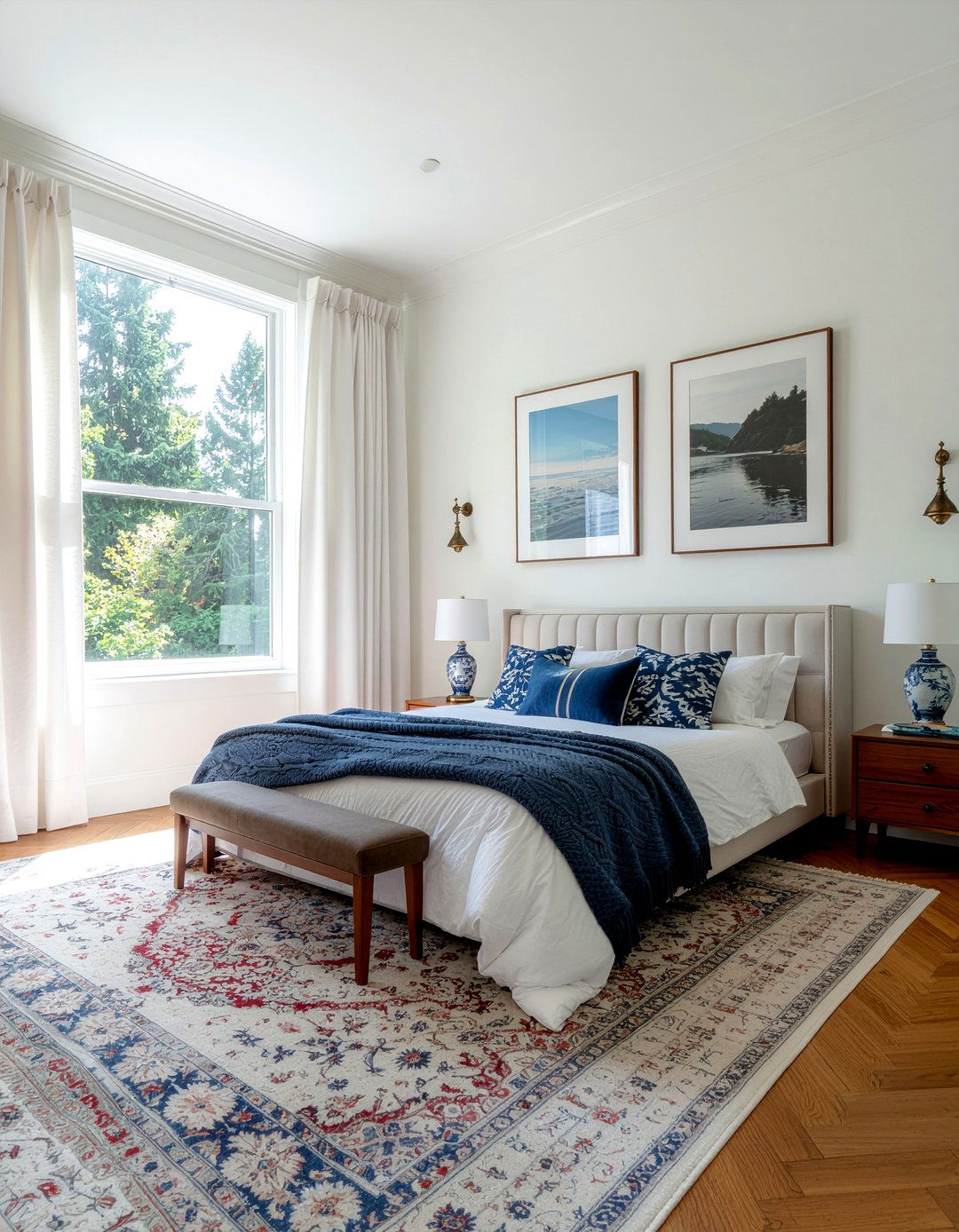 Symmetrical Photo Layout - 30 bedroom family photo ideas