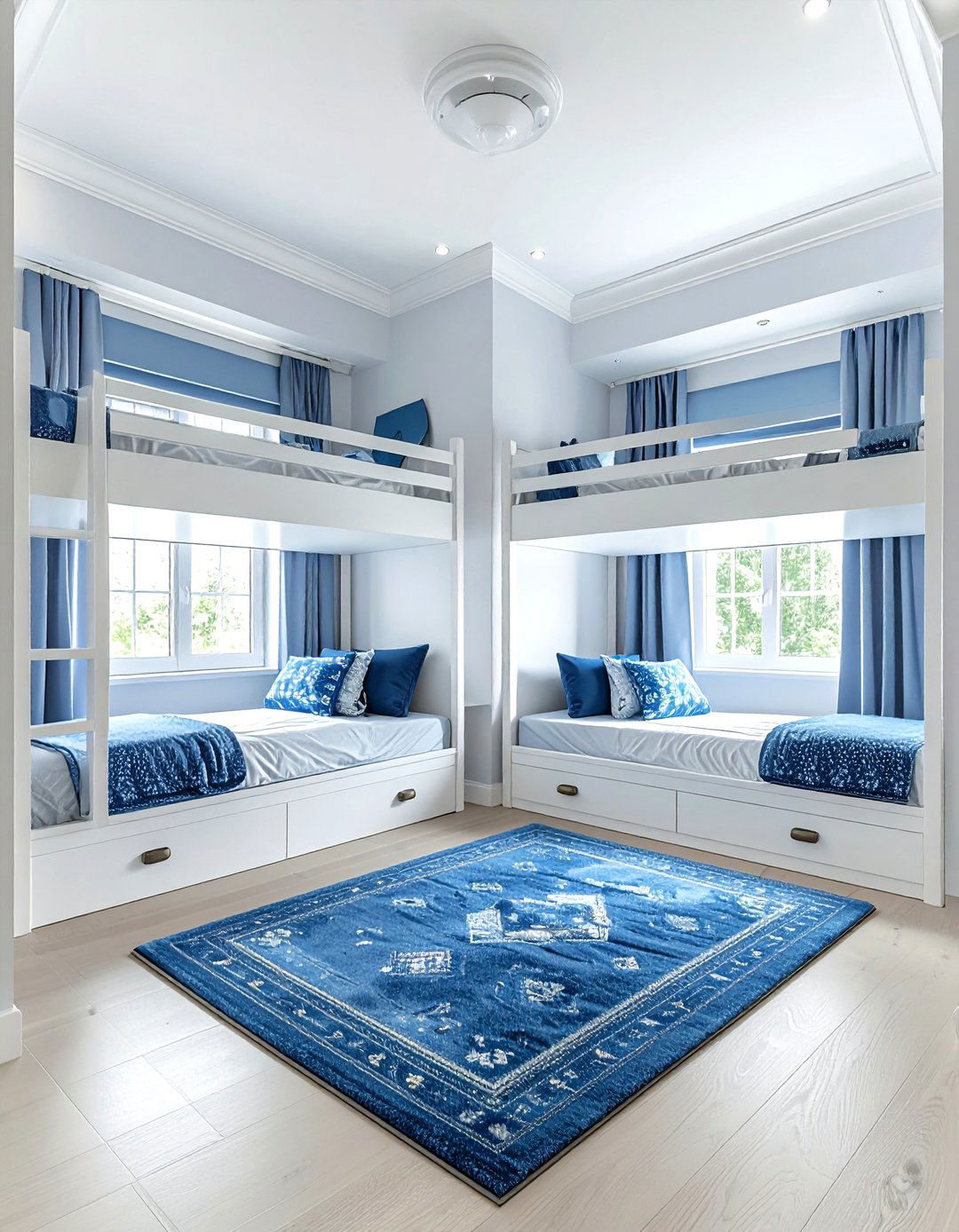 Symmetrical Shared Bedroom - 30 quadruple bedroom ideas