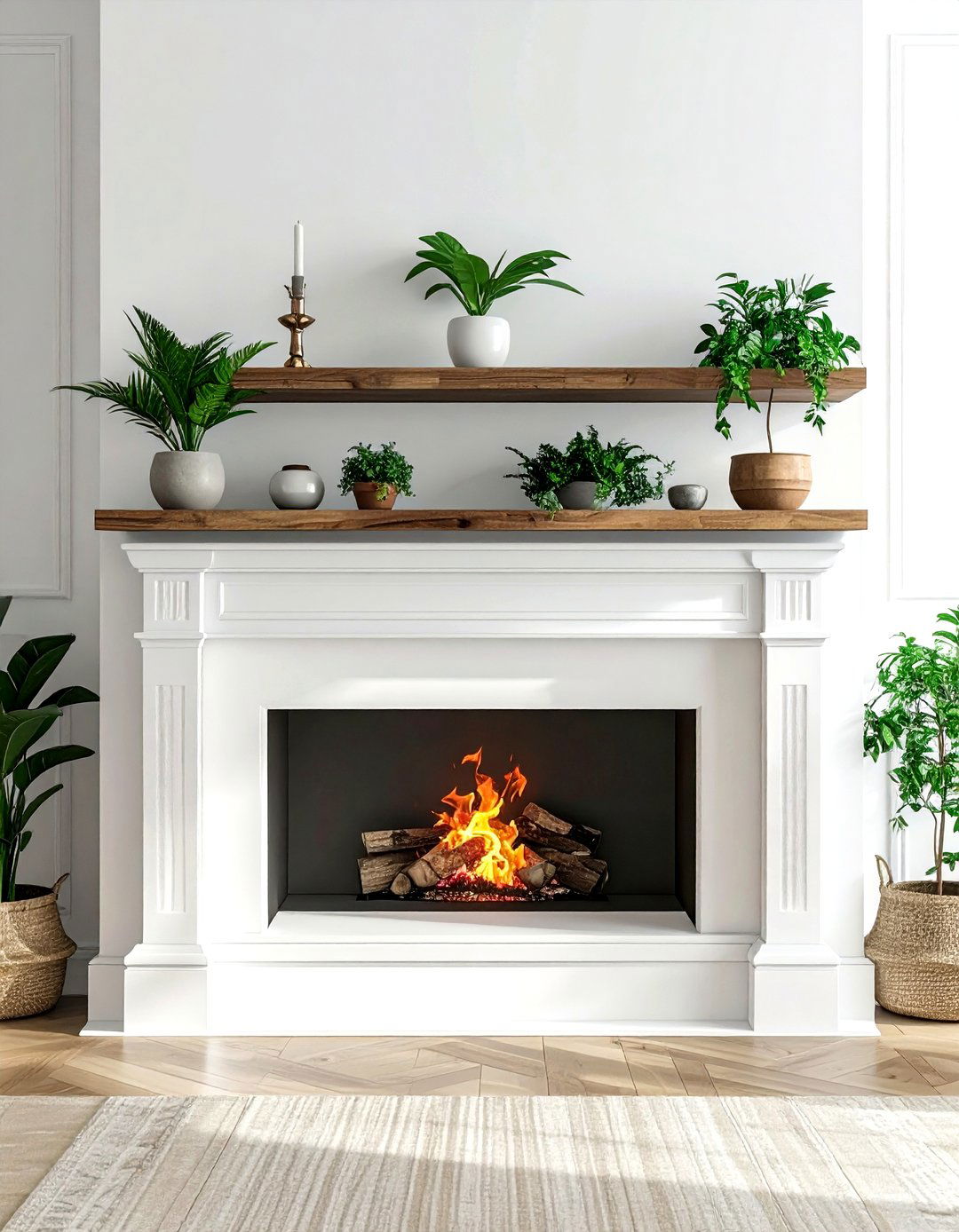 Symmetrical Twin Plant Shelves - 30 living room plant shelves