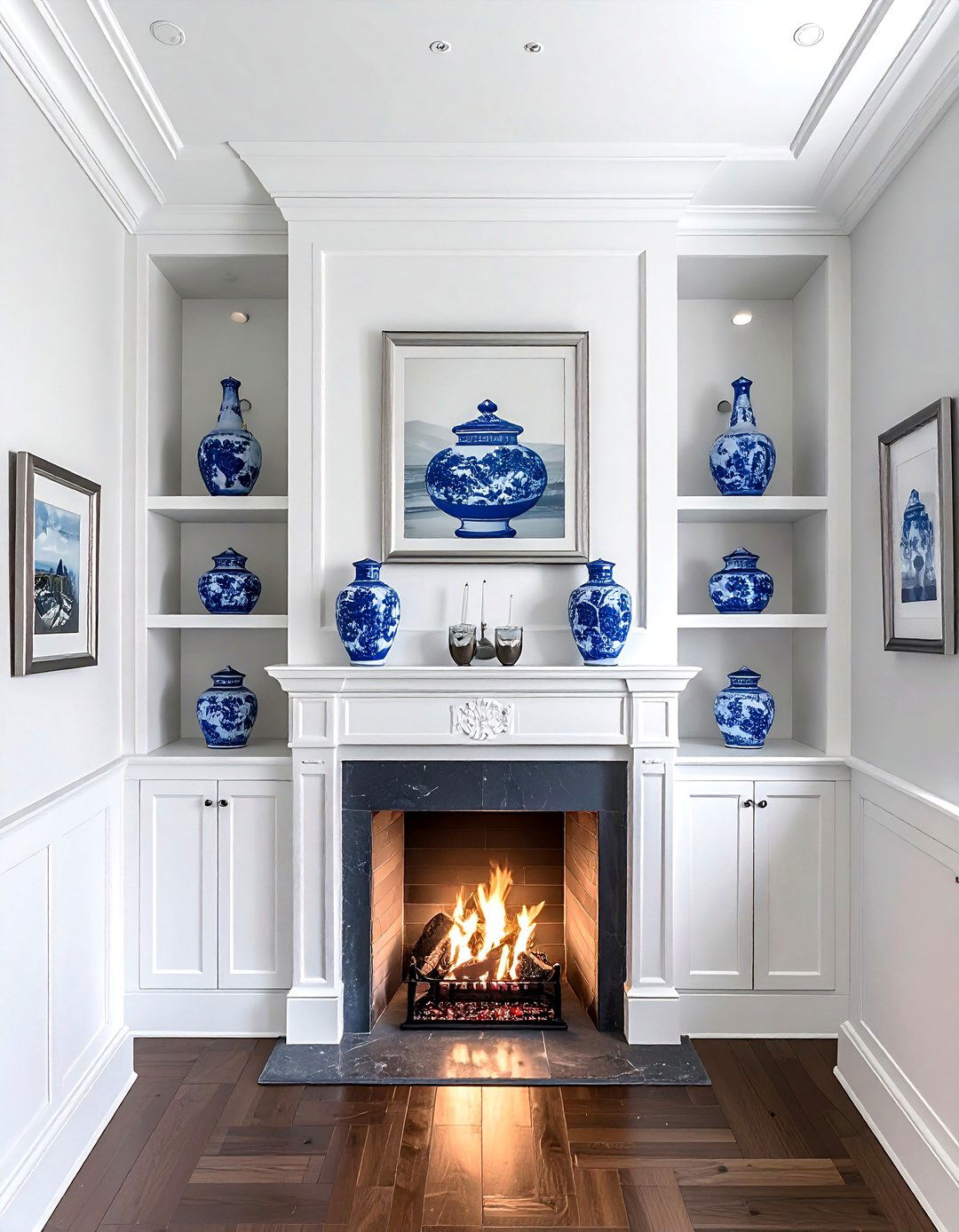 Symmetrical alcove shelving - 30 living room built-in cabinets