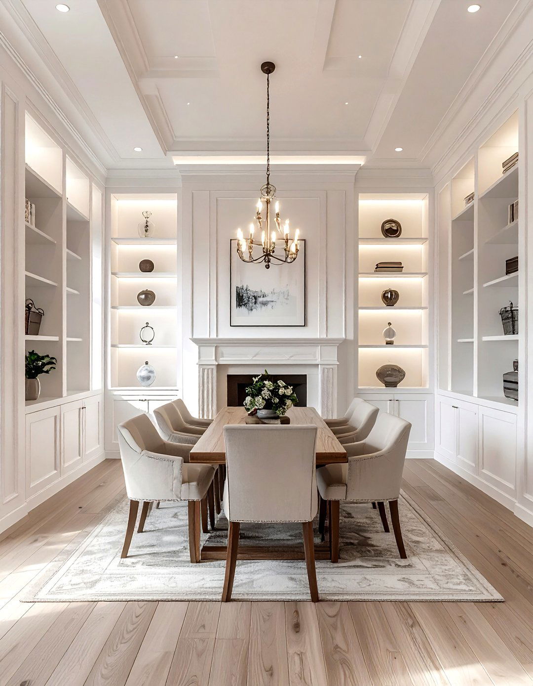 Symmetrical alcove shelving - 30 dining room wall shelving ideas
