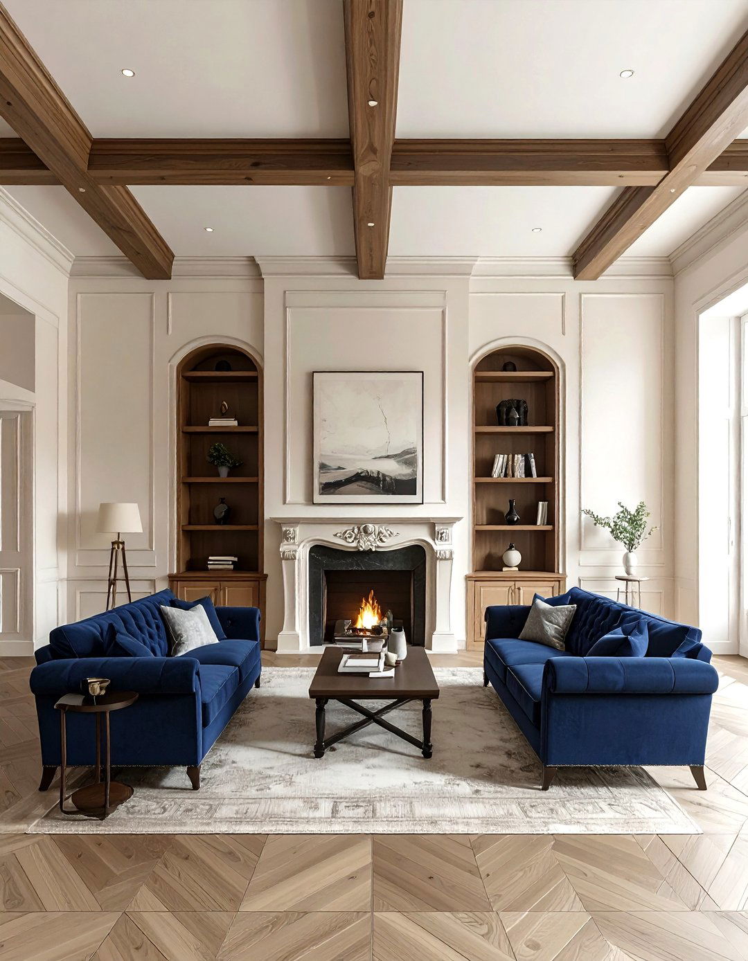 Symmetrical beam layout - 30 living room beam ideas