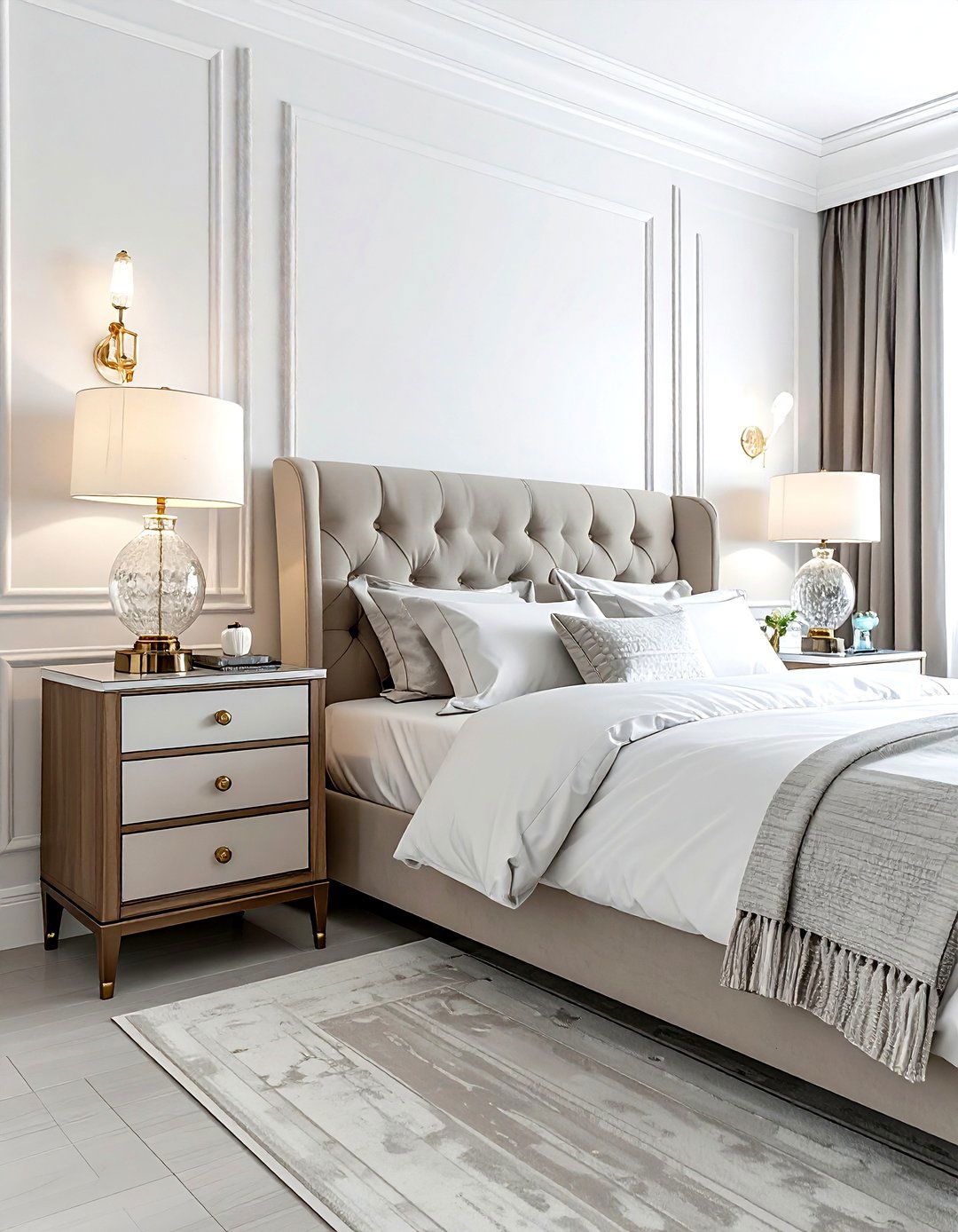Symmetrical nightstands beside bed - 30 bedroom furniture placement