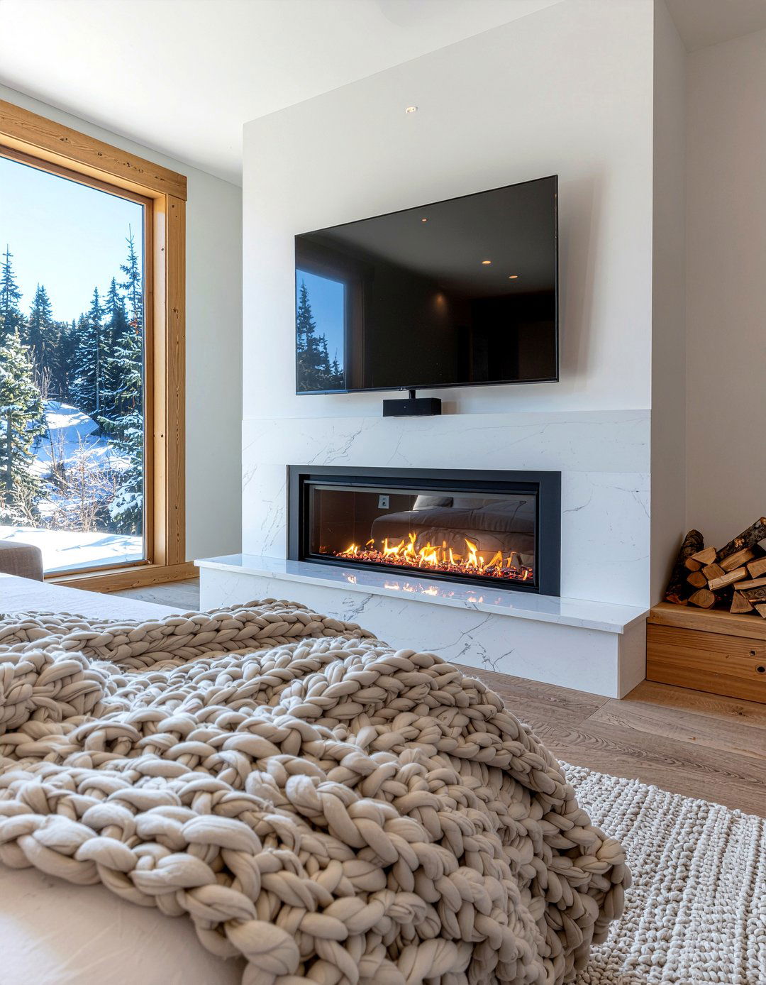 TV Above Fireplace - 30 bedroom tv ideas