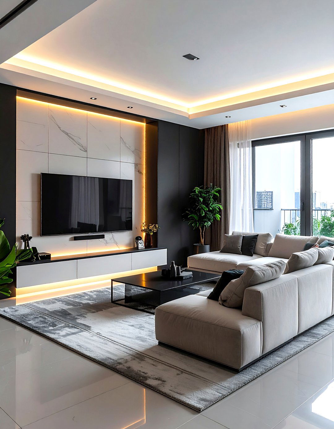 TV Backlight - 30 living room ambient lighting ideas