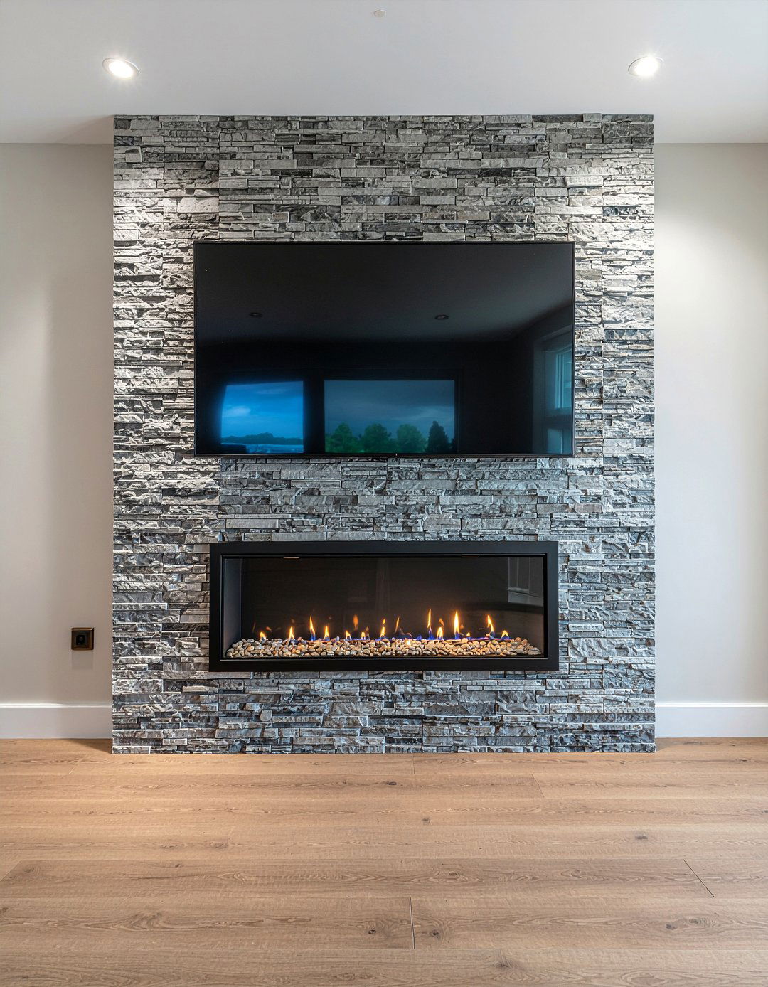 TV Mounted Above Gas Fireplace - 30 living room gas fireplace ideas