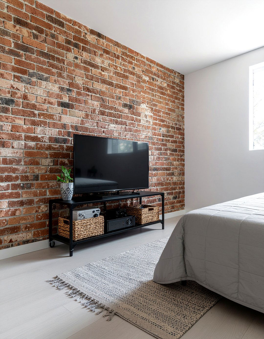 TV On Rolling Cart - 30 bedroom tv ideas